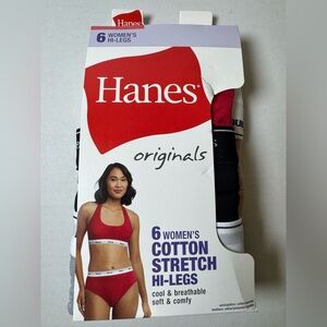 Hanes Womens Underwear 6-Pack, Originals Hi-Cut Panties, Breathable Stretch
